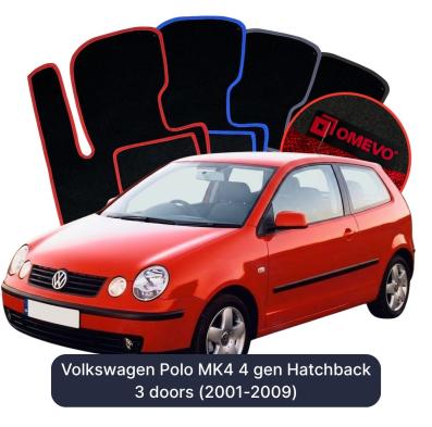 Velour car mats OMEVO for Volkswagen Polo MK4 4 gen Hatchback 3 doors (2001-2009)