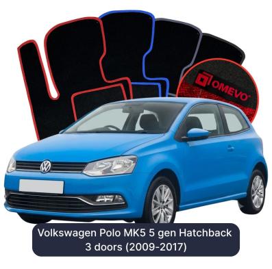 Velour car mats OMEVO for Volkswagen Polo MK5 5 gen Hatchback 3 doors (2009-2017)