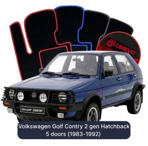 OMEVO Velour Car Mats for Volkswagen Golf Contry 2 gen Hatchback 5 doors (1983-1992)