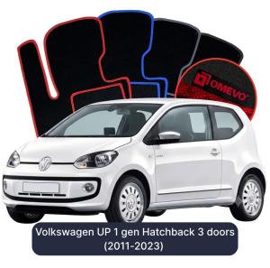 OMEVO Velour Car Mats for Volkswagen UP 1 gen Hatchback 3 doors (2011-2023)