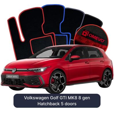 Velour car mats OMEVO for Volkswagen Golf GTI MK8 8 gen Hatchback 5 doors (2019-2025)