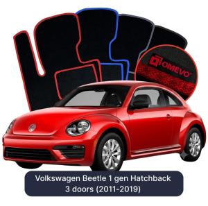 OMEVO Velour Car Mats for Volkswagen Beetle 2 gen Hatchback 3 doors (2011-2019)