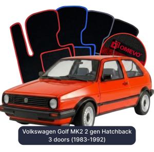 OMEVO Velour Car Mats for Volkswagen Golf MK2 2 gen Hatchback 3 doors (1983-1992)