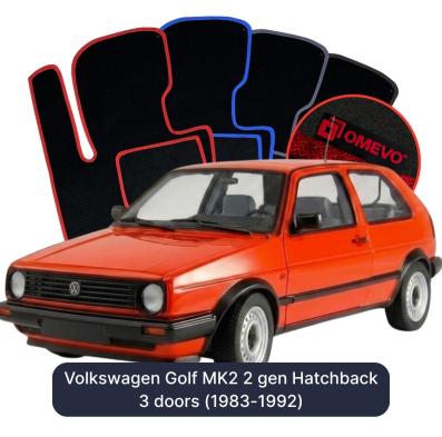 Velour car mats OMEVO for Volkswagen Golf MK2 2 gen Hatchback 3 doors (1983-1992)