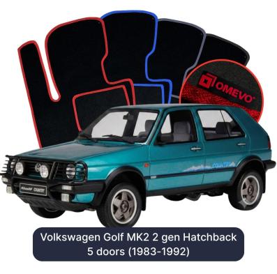 Velour car mats OMEVO for Volkswagen Golf MK2 2 gen Hatchback 5 doors (1983-1992)