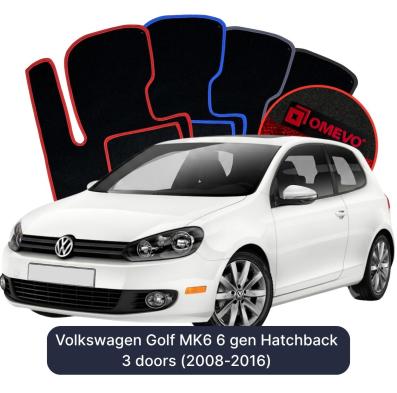 Velour car mats OMEVO for Volkswagen Golf MK6 6 gen Hatchback 3 doors (2008-2016)