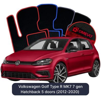Velour car mats OMEVO for Volkswagen Golf Type R MK7 7 gen Hatchback 5 doors (2012-2020)