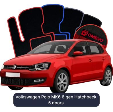 Velour car mats OMEVO for Volkswagen Polo MK6 6 gen Hatchback 5 doors (2017-2024)