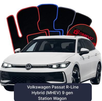 Velour car mats OMEVO for Volkswagen Passat R-Line Hybryda (MHEV) 9 gen Station Wagon (2024-2025)