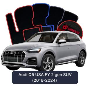 OMEVO Velour Car Mats for Audi Q5 USA FY 2 gen SUV (2016-2024)