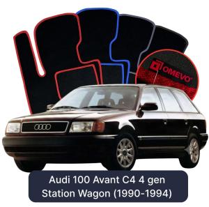 OMEVO Velour Car Mats for Audi 100 Avant C4 4 gen Station Wagon (1990-1994)