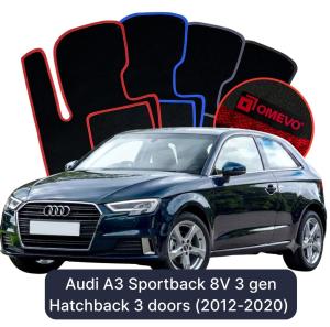 OMEVO Velour Car Mats for Audi A3 Sportback 8V 3 gen Hatchback 3 doors (2012-2020)