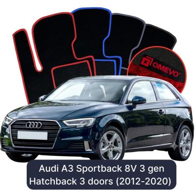 Velour car mats OMEVO for Audi A3 Sportback 8V 3 gen Hatchback 3 doors (2012-2020)