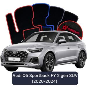 OMEVO Velour Car Mats for Audi Q5 Sportback FY 2 gen SUV (2020-2024)