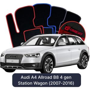 OMEVO Velour Car Mats for Audi A4 Allroad B8 4 gen Station Wagon (2007-2016)