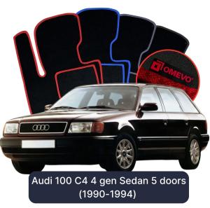 OMEVO Velour Car Mats for Audi 100 C4 4 gen Sedan 5 doors (1990-1994)