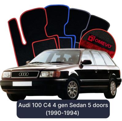 Velour car mats OMEVO for Audi 100 C4 4 gen Sedan 5 doors (1990-1994)