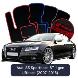 OMEVO Velour Car Mats for Audi S5 Sportback 8T 1 gen Liftback (2007-2016)