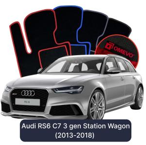 OMEVO Velour Car Mats for Audi RS6 C7 3 gen Station Wagon (2013-2018)