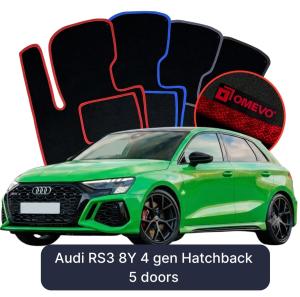 OMEVO Velour Car Mats for Audi RS3 8Y 4 gen Hatchback 5 doors (2020-2025)