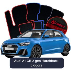 OMEVO Velour Car Mats for Audi A1 GB 2 gen Hatchback 5 doors (2018-2025)