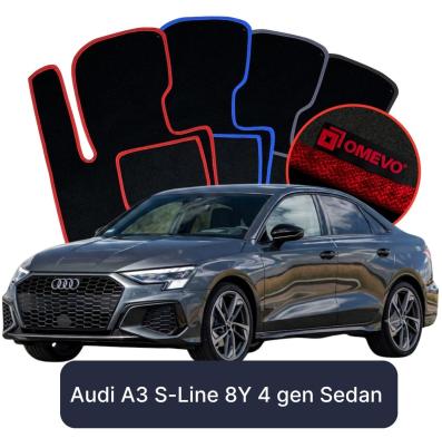 Velour car mats OMEVO for Audi A3 S-Line 8Y 4 gen Sedan (2020-2025)