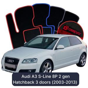 OMEVO Velour Car Mats for Audi A3 S-Line 8P 2 gen Hatchback 3 doors (2003-2013)