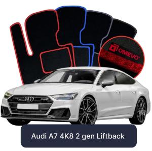 OMEVO Velour Car Mats for Audi A7 4K8 2 gen Liftback (2018-2025)