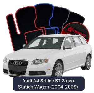OMEVO Velour Car Mats for Audi A4 S-Line B7 3 gen Station Wagon (2004-2009)