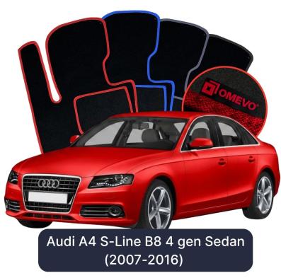 Velour car mats OMEVO for Audi A4 S-Line B8 4 gen Sedan (2007-2016)