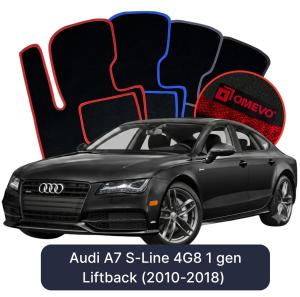 OMEVO Velour Car Mats for Audi A7 S-Line 4G8 1 gen Liftback (2010-2018)