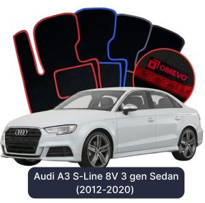 OMEVO Velour Car Mats for Audi A3 S-Line 8V 3 gen Sedan (2012-2020)