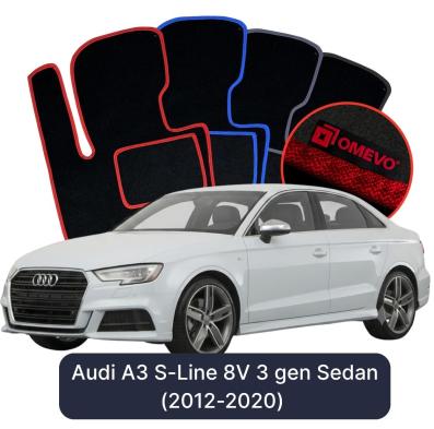 Velour car mats OMEVO for Audi A3 S-Line 8V 3 gen Sedan (2012-2020)