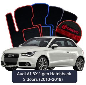 OMEVO Velour Car Mats for Audi A1 8X 1 gen Hatchback 3 doors (2010-2018)