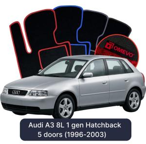OMEVO Velour Car Mats for Audi A3 8L 1 gen Hatchback 5 doors (1996-2003)