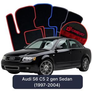 OMEVO Velour Car Mats for Audi S6 C5 2 gen Sedan (1997-2004)