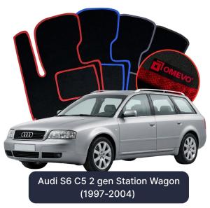 OMEVO Velour Car Mats for Audi S6 C5 2 gen Station Wagon (1997-2004)