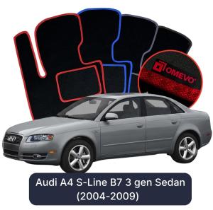 OMEVO Velour Car Mats for Audi A4 S-Line B7 3 gen Sedan (2004-2009)