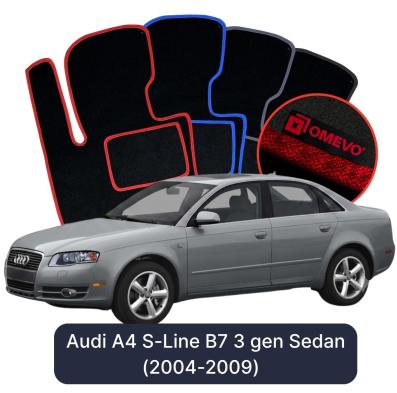 Velour car mats OMEVO for Audi A4 S-Line B7 3 gen Sedan (2004-2009)