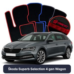OMEVO Velour Car Mats for Škoda Superb Selection  4 gen Station Wagon (2023-2025)