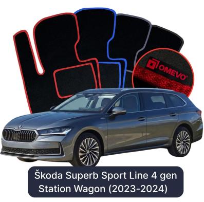 Velour car mats OMEVO for Škoda Superb Sport Line 4 gen Kombi (2023-2024)