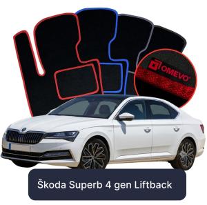 OMEVO Velour Car Mats for Škoda Superb 4 gen Liftback (2023-2024)