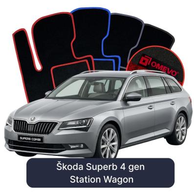 Velour car mats OMEVO for Škoda Superb 4 gen Station Wagon (2023-2024)