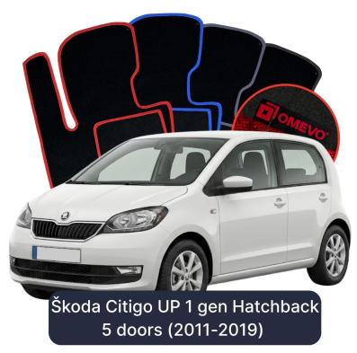 Velour car mats OMEVO for Škoda Citigo UP 1 gen Hatchback 5 doors (2011-2019)
