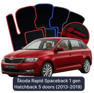 OMEVO Velour Car Mats for Škoda Rapid Spaceback 1 gen Hatchback 5 doors (2013-2019)