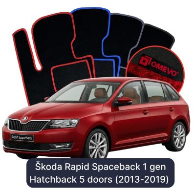 Velour car mats OMEVO for Škoda Rapid Spaceback 1 gen Hatchback 5 doors (2013-2019)