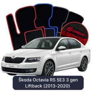 OMEVO Velour Car Mats for Škoda Octavia RS 5E3 3 gen Liftback (2013-2020)