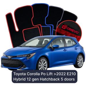 OMEVO Velour Car Mats for Toyota Corolla facelifted version (as of 2022) E210 Hybrid 12 gen Hatchback 5 doors (2018-2025)