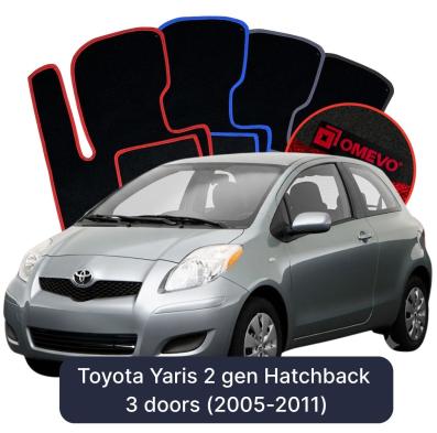Velour car mats OMEVO for Toyota Yaris 2 gen Hatchback 3-door (2005–2011)