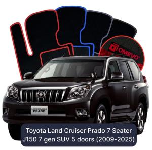 OMEVO Velour Car Mats for Toyota Land Cruiser Prado 7-seater J150 7 gen SUV 5-door (2009–2025)